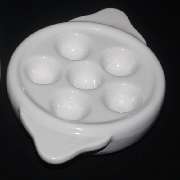 Pair of White Snail Plates | Vintage Escargot Plates - Picture 1 of 9